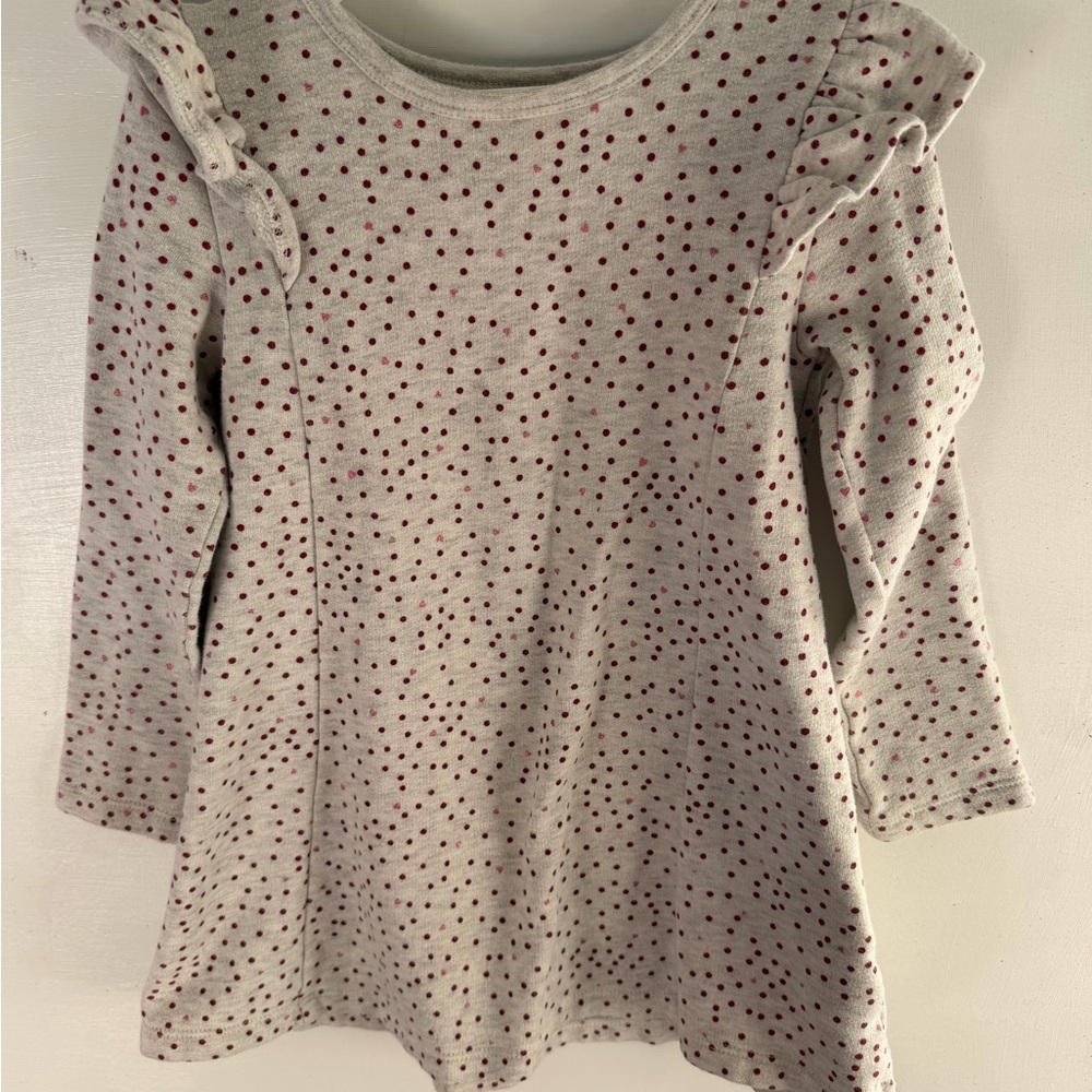 Tucker + Tate Cream Long Sleeve Top with Burgundy Polka Dots